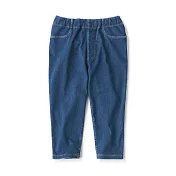 【MUJI 無印良品】兒童棉混輕鬆活動舒適拼接丹寧緊身七分褲 110 靛藍