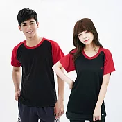 【遊遍天下】MIT台灣製中性款吸濕排汗抗UV機能圓領衫(GS2009) 3XL 黑紅