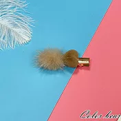 【卡樂熊】韓系毛絨可愛水貂毛造型髮夾(七款)- 淺棕愛心毛球