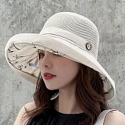 【KISSDIAMOND】小清新透氣雙層遮陽帽(KDH-9608) 米色