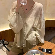 【Jilli~ko】夏季新款設計感小眾襯衫薄款空調防曬外套 J8810　 FREE 杏色