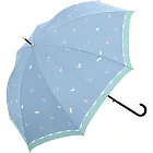 【NAKATANI】貓咪圖樣耐強風勾把直傘 ‧ 水藍色