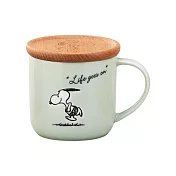 【日本YAMAKA】史努比季節粉彩陶瓷馬克杯(附木蓋)350ml ‧ 夏水