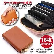 【Sayaka紗彌佳】日系實用大容量18枚風琴式卡包短夾  -棕色