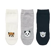【MUJI 無印良品】幼兒棉混腳跟特殊編織動物紋樣直角襪三雙組11~15cm 混色