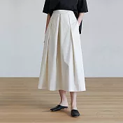 旅途原品 優雅大擺裙半身裙 M/L/XL  L 米白色