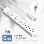 【KINYO】6尺一開六插|台製延長線|全新安規|1.8M延長電源線 NSD3166