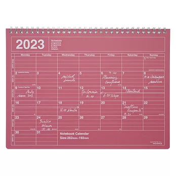 【Mark’s】2023 月曆型記事手帳B5變型 ‧ 紅色