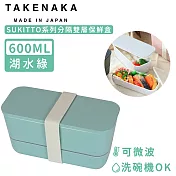 【日本TAKENAKA】日本製SUKITTO系列可微波分隔雙層保鮮盒600ml-湖水綠