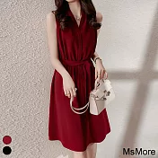 【MsMore】 一眼淪陷的優雅美炸顯白氣質背心洋裝# 112266 M 紅色