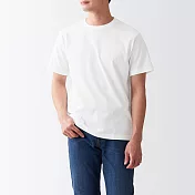 【MUJI 無印良品】男有機棉水洗天竺圓領短袖T恤 M 白色