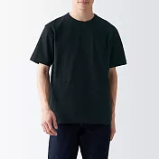 【MUJI 無印良品】男有機棉粗織天竺短袖T恤 S 黑色