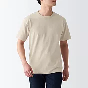 【MUJI 無印良品】男有機棉粗織天竺短袖T恤 L 象牙白