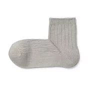 【MUJI 無印良品】女棉混寬螺紋直角短襪23~25cm 銀灰