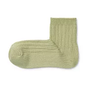 【MUJI 無印良品】女棉混寬螺紋直角短襪23~25cm 淡綠