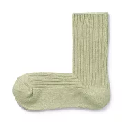 【MUJI 無印良品】女棉混寬螺紋直角襪23~25cm 淡綠