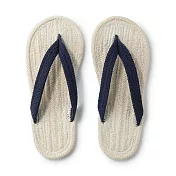 【MUJI 無印良品】印度棉混室內夾腳拖鞋/ L 原色X深藍