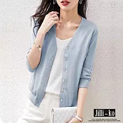 【Jilli~ko】夏季薄款防曬空調衫冰絲開衫針織外套 J8823　 FREE 藍色