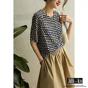【Jilli~ko】手繪感點點印花春夏季新款時尚休閒寬鬆上衣 J8916　 FREE 圖片色