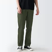 【MUJI 無印良品】男有機棉混縱橫彈性綾織直筒褲76 深綠