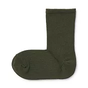 【MUJI 無印良品】女棉混腳跟特殊編織錐形直角襪21~25cm 卡其綠