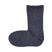 【MUJI 無印良品】女棉混腳跟特殊編織錐形直角襪21~25cm 煙燻藍