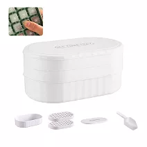 【EZlife】72冰格矽膠帶蓋儲冰盒(內附冰鏟x1)- 瓷磚白