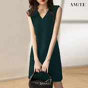 【AMIEE】日系簡約名媛顯瘦洋裝(KDD-0739) 2XL 綠色