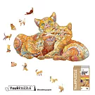【YouRPUZZLE】木質不規則立體動物造型拼圖 三隻橘貓
