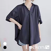 【Lockers 木櫃】夏季大碼顯瘦罩衫衣 L111050306 F 黑色