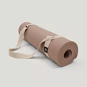 QMAT 10mm厚瑜珈墊 台灣製 附贈瑜珈繩揹帶及收納拉鍊袋 雙面雙壓紋止滑 拿鐵色