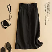 【ACheter】 森林系復古棉麻寬鬆中長裙# 112467 M 黑色
