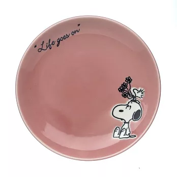 【日本YAMAKA】史努比粉彩陶瓷圓型淺盤14cm ‧ 粉紅