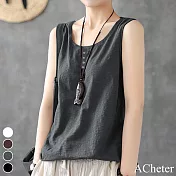 【ACheter】 韓版內搭外穿寬鬆背心棉上衣# 112612 M 灰色