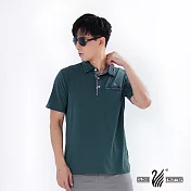 【遊遍天下】男款格紋抗UV防曬涼感吸排機能POLO衫(GS1012) L 藍綠