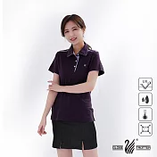 【遊遍天下】女款格紋抗UV防曬涼感吸排機能POLO衫(GS1014) M 暗紫