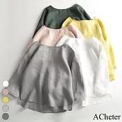 【ACheter】 日系亞麻感娃娃款罩衫上衣# 112680 L 灰