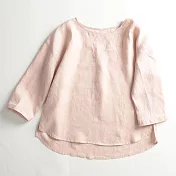 【ACheter】 日系亞麻感娃娃款罩衫上衣# 112680 M 粉紅