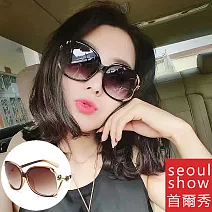 seoul show首爾秀 香香風銅模花朵太陽眼鏡UV400墨鏡 9825 銅模茶