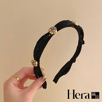 【Hera 赫拉】法式小香風氣質山茶花綢緞髮箍 H111032204 黑色