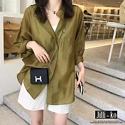 【Jilli~ko】新款女裝夏季防曬溫柔微透感襯衫外套 J8994　 FREE 綠黃色