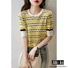 【Jilli~ko】夏季新款氣質檸檬黃緹花圖案冰絲針織衫 J8975　 FREE 黃色