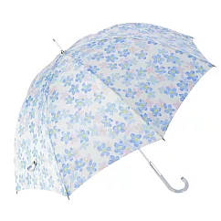 【日本nifty colors】抗UV輕量晴雨輕量勾把直傘 ‧ 清新小花(藍)