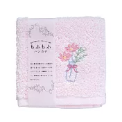 【日本KOJI】小花盆萬用柔軟純綿方巾 ‧ 粉