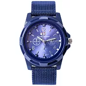 Watch-123 勇武者 瑞士軍風經典帆布帶腕錶 _藍色