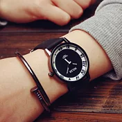 Watch-123 百搭風格-黑盤彩色圈羅馬時標活力腕錶 _黑色