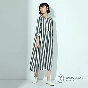 [XUXUWEAR 許許兒] 夏艾條紋七分袖洋裝 F 藤草