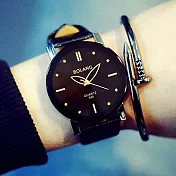 Watch-123 極品男友-可愛指針創意個性情侶手錶 _黑色