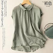 【初色】文藝復古棉麻風刺繡襯衫-共4色-61443(M-2XL可選) XL 綠色