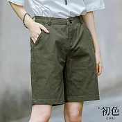 【初色】寬鬆直筒五分工裝短褲-共3色-61442(M-2XL可選) XL 軍綠色